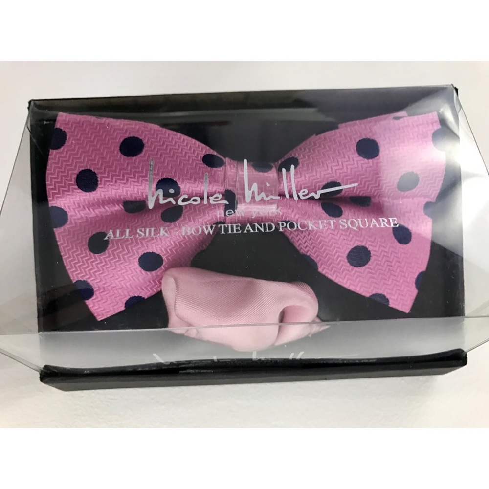 NEW NICOLE MILLER Bow Tie & Pocket Square - Picture 2 of 2